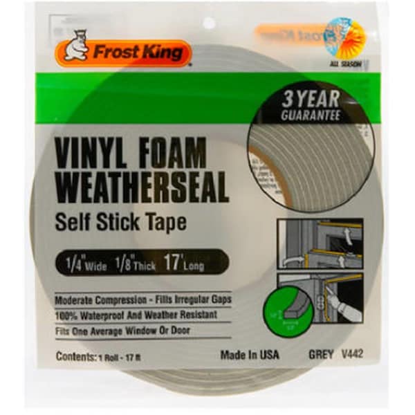 Thermwell Products Thermwell V442H Foam Weather-Strip Tape, Gray - 0.25 x 0.12 in. TH575066 - main